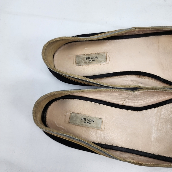 Prada Black Gold and Silver Flats Prada Size 38 US 8 - Picture 6 of 8